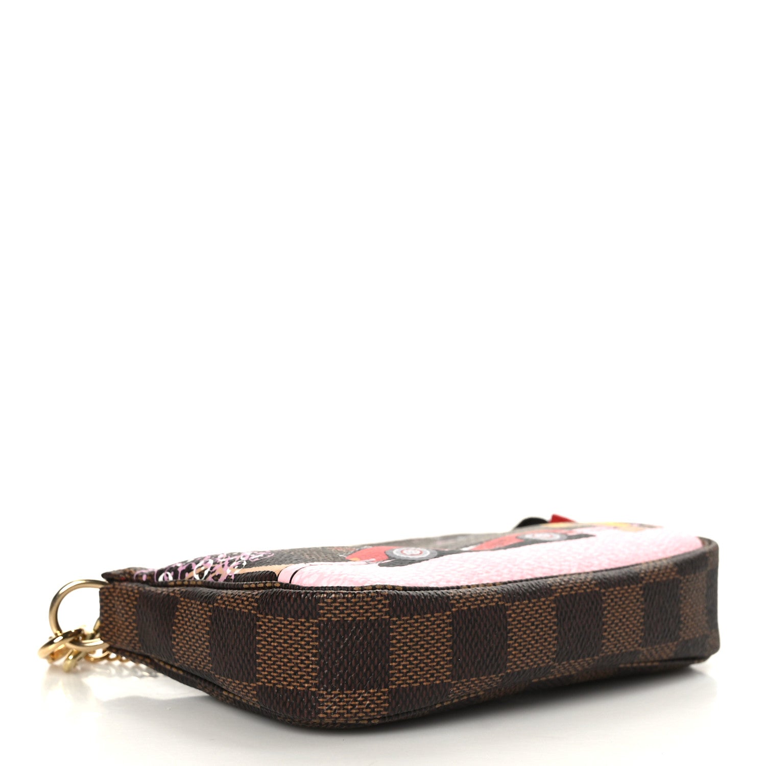 Louis Vuitton Damier Ebene 2019 Christmas Animation Mini Pochette Accessories Red 3 of 9