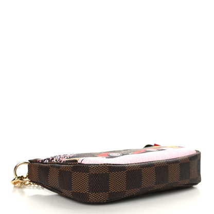 Louis Vuitton Damier Ebene 2019 Christmas Animation Mini Pochette Accessories Red 3 of 9