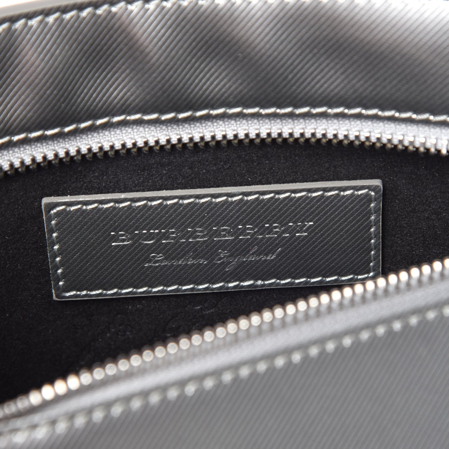 Metallic Trench Calfskin Medium Zip Lock Pouch Silver