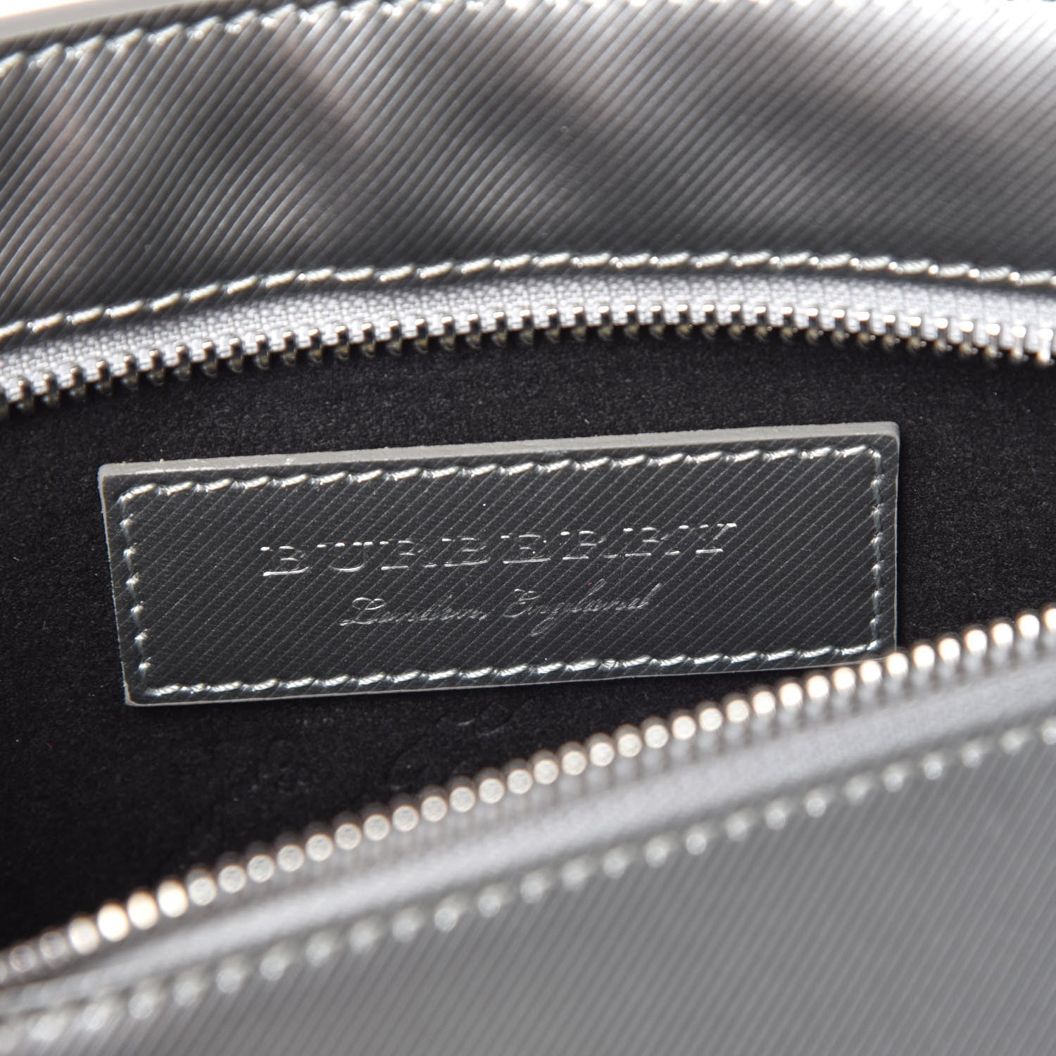Burberry Metallic Trench Calfskin Medium Zip Lock Pouch Silver 8 of 10