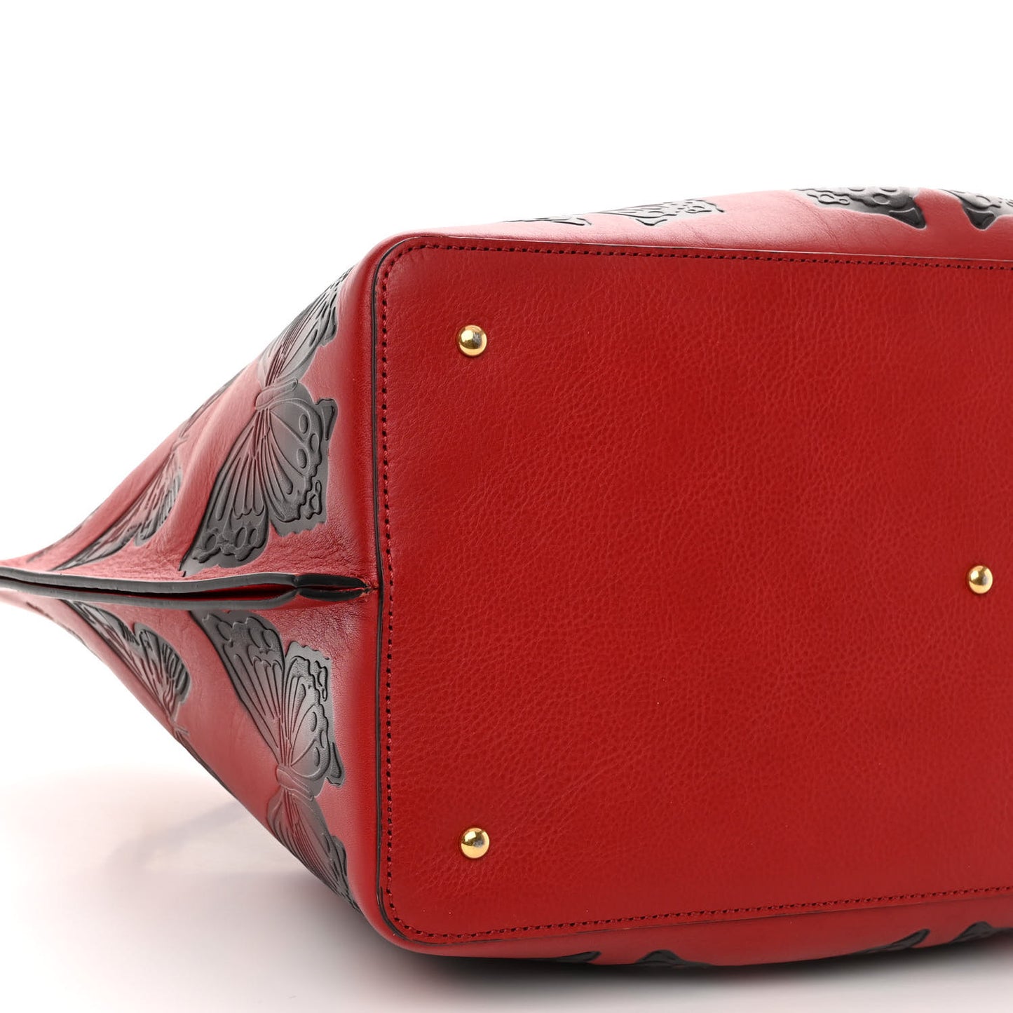 Grained Calfskin Butterfly Embossed Medium VLogo Escape Shopper Bag Red Black