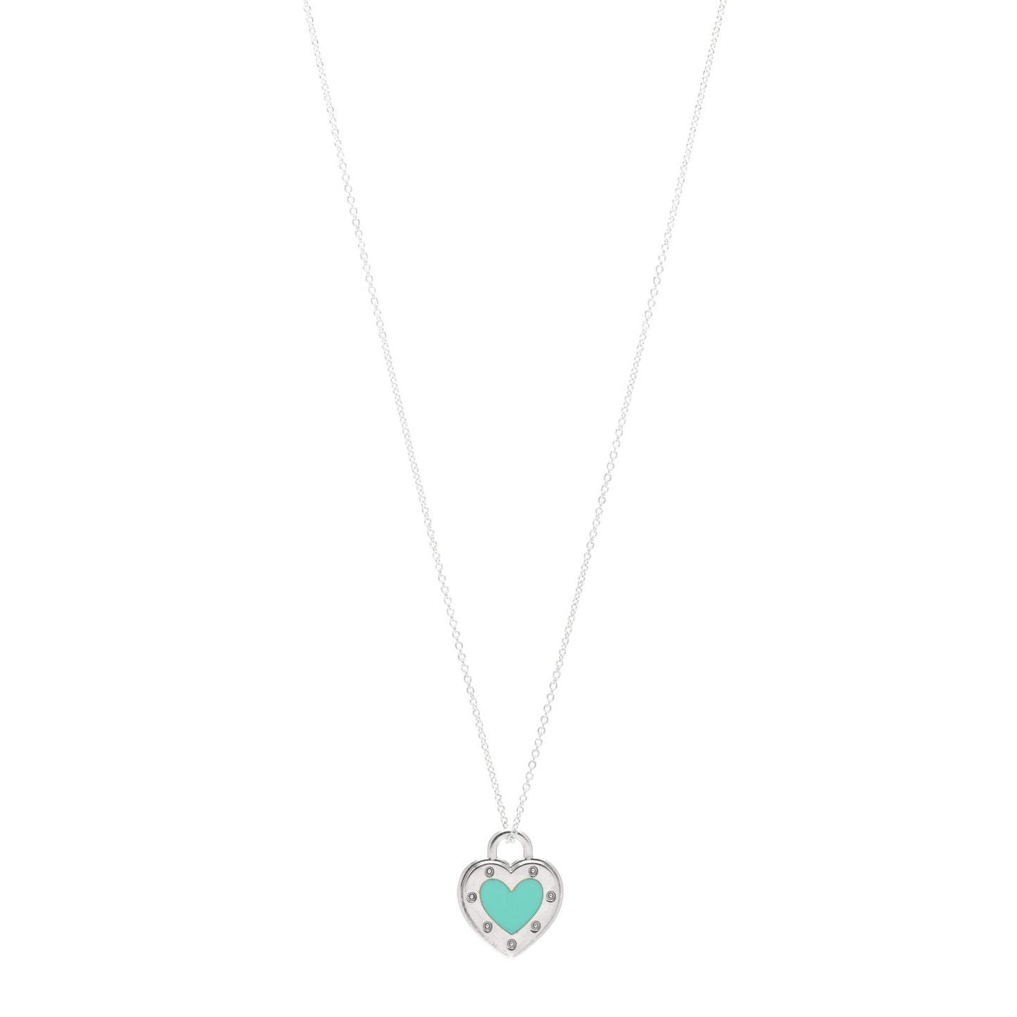 Sterling Silver Enamel Return to Tiffany Love Heart Necklace Blue