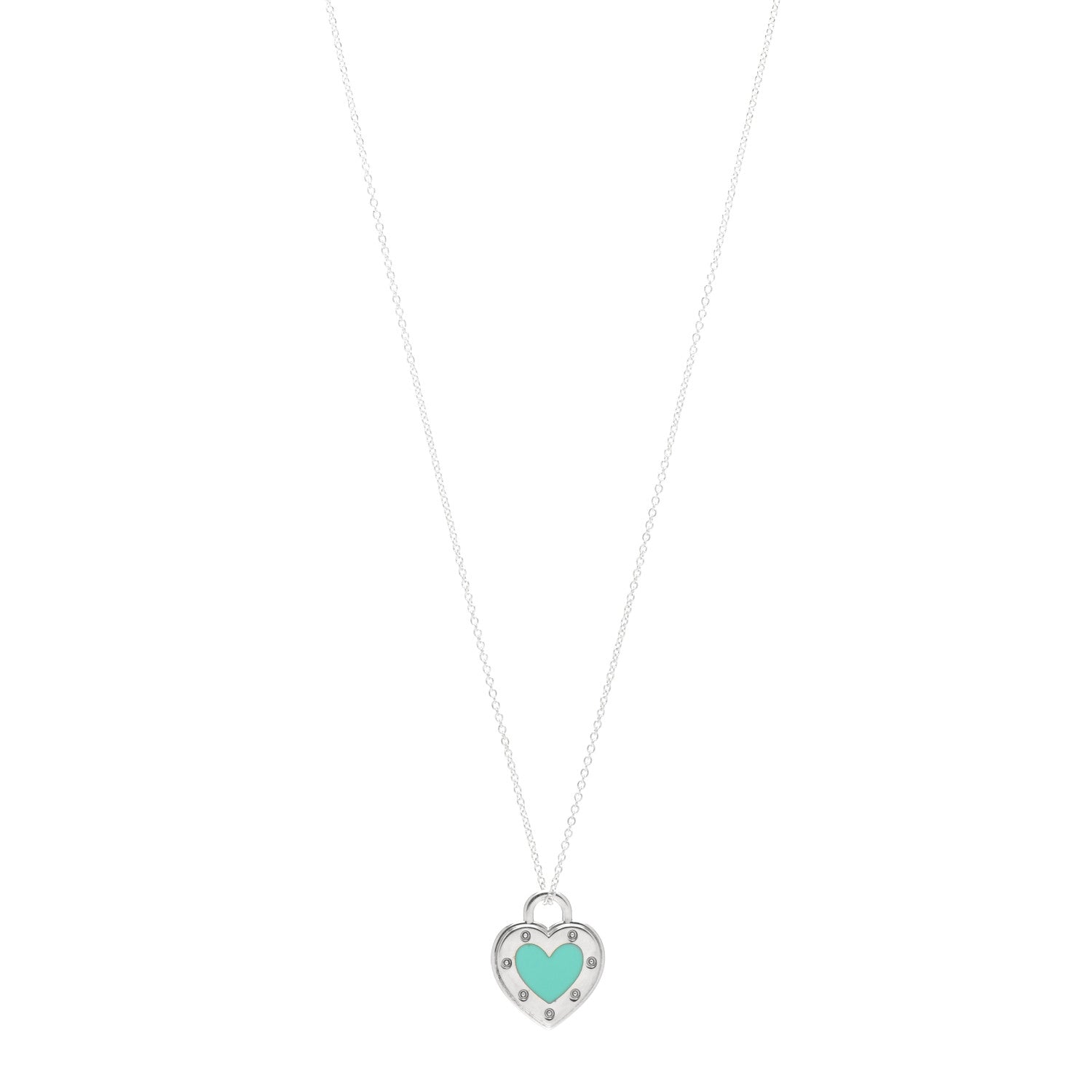 Tiffany Sterling Silver Enamel Return to Tiffany Love Heart Necklace Blue 1 of 4