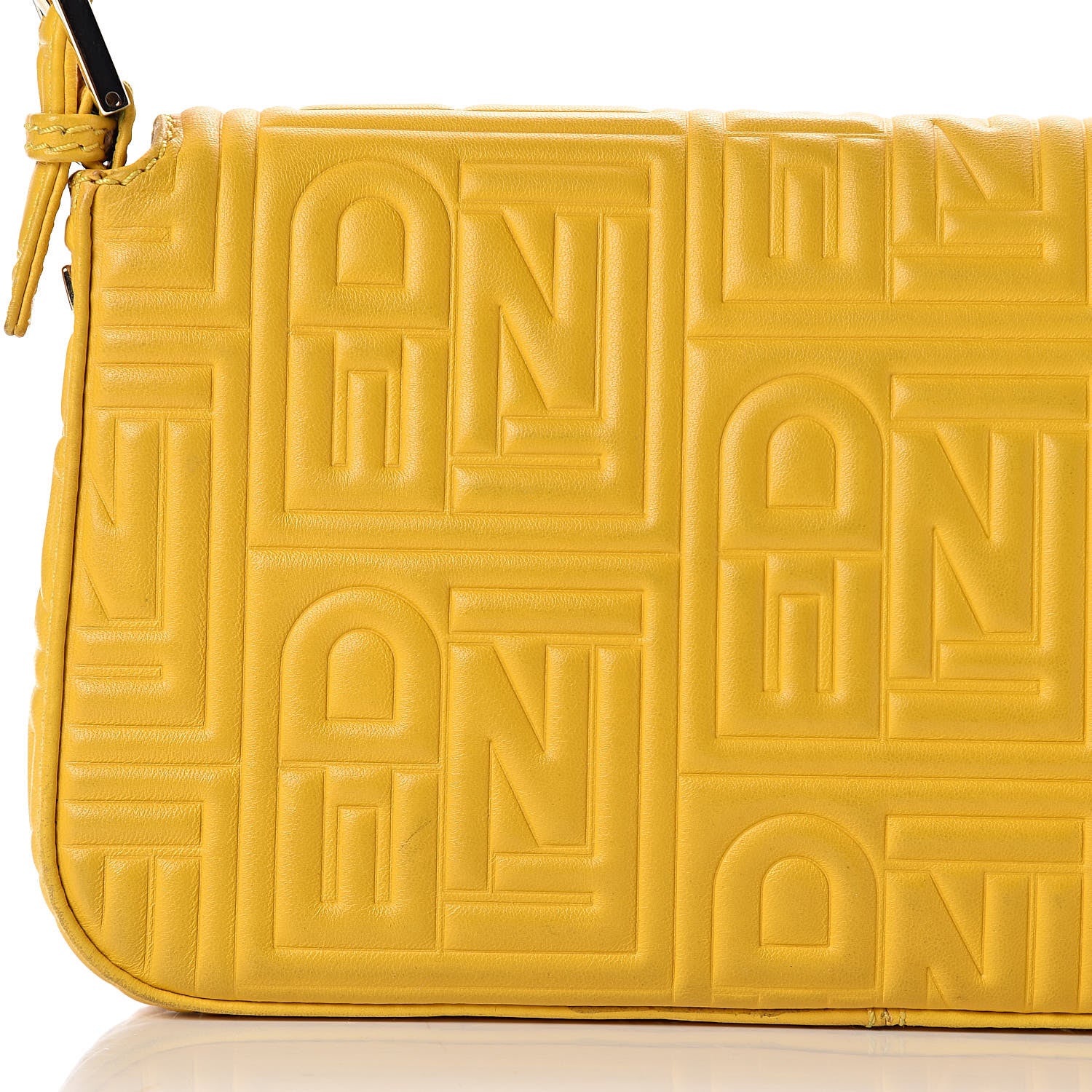 Fendi Nappa Logo Embossed Baguette Lemon Giallo 12 of 17