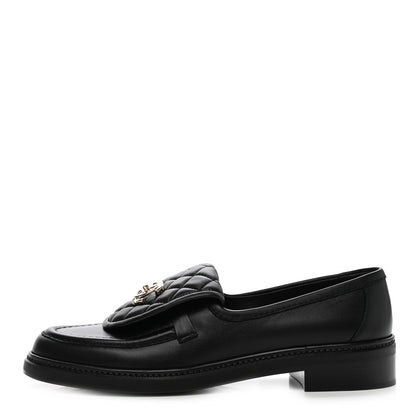 Chanel Lambskin Quilted CC Turnlock Loafers 39.5 Black 1 of 9