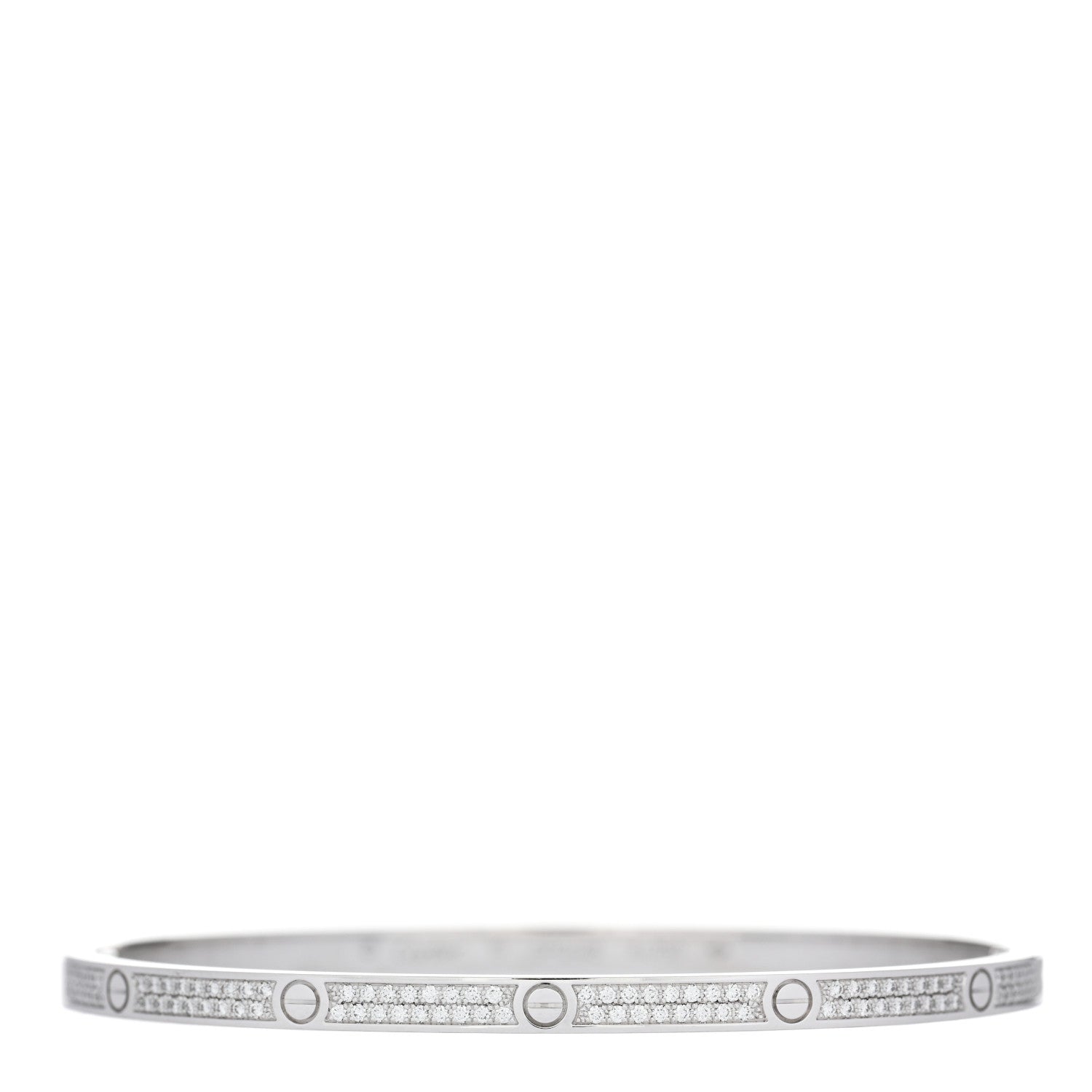 Cartier 18K White Gold Diamond Small LOVE Paved Bracelet 19 1 of 5