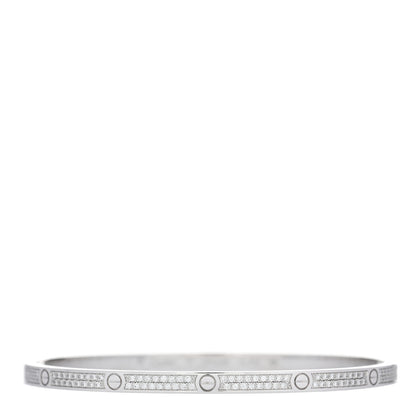Cartier 18K White Gold Diamond Small LOVE Paved Bracelet 19 1 of 5