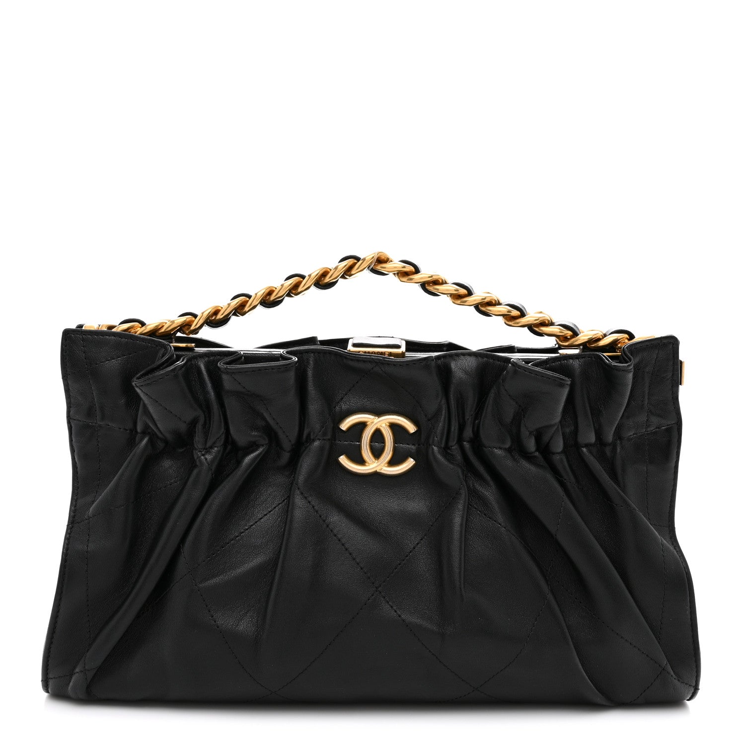 Chanel Lambskin Quilted Ruffled Romance Clutch Black 1 of 7