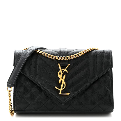 Saint Laurent Grain De Poudre Textured Mixed Matelasse Triquilt Small Monogram Satchel Black 1 of 11