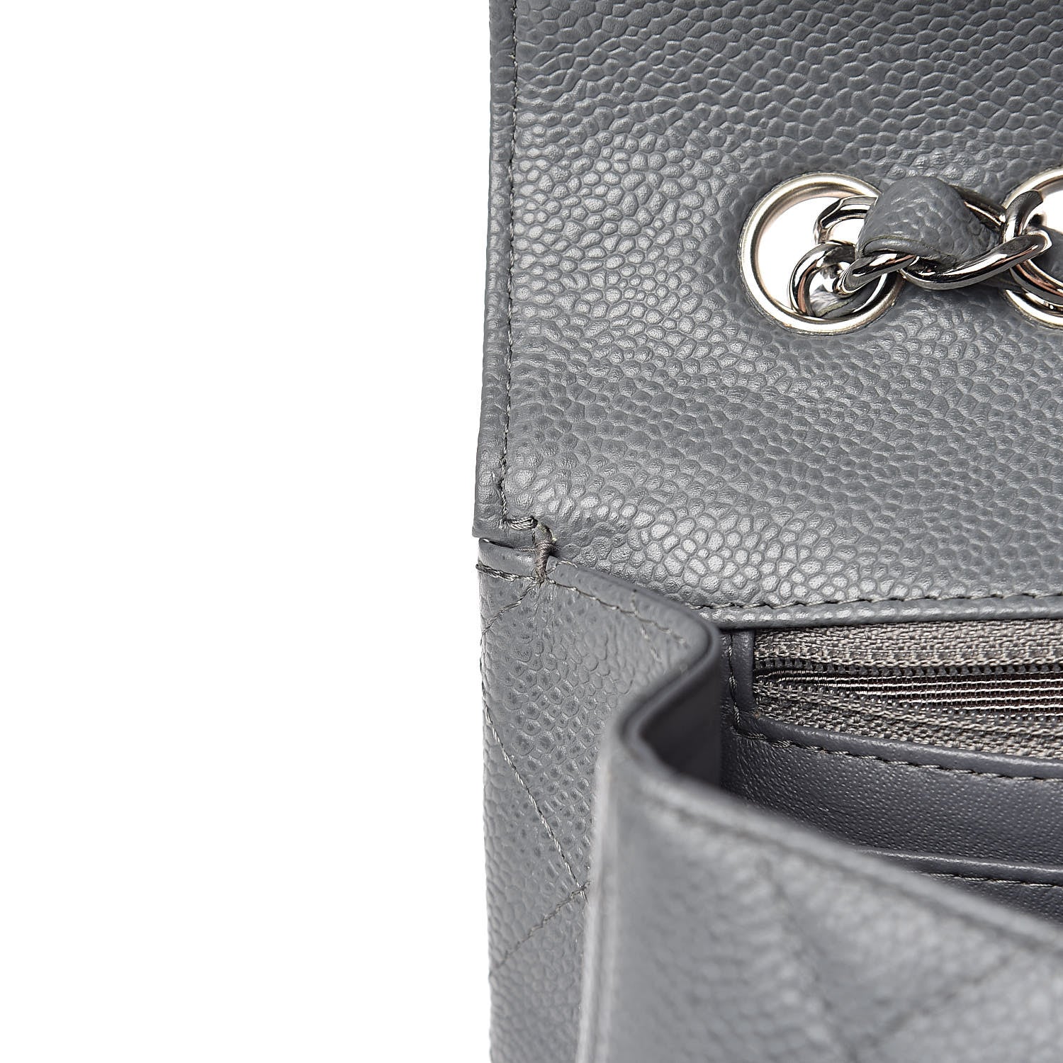 Chanel Caviar Quilted Jumbo Single Flap Grey 14 of 18