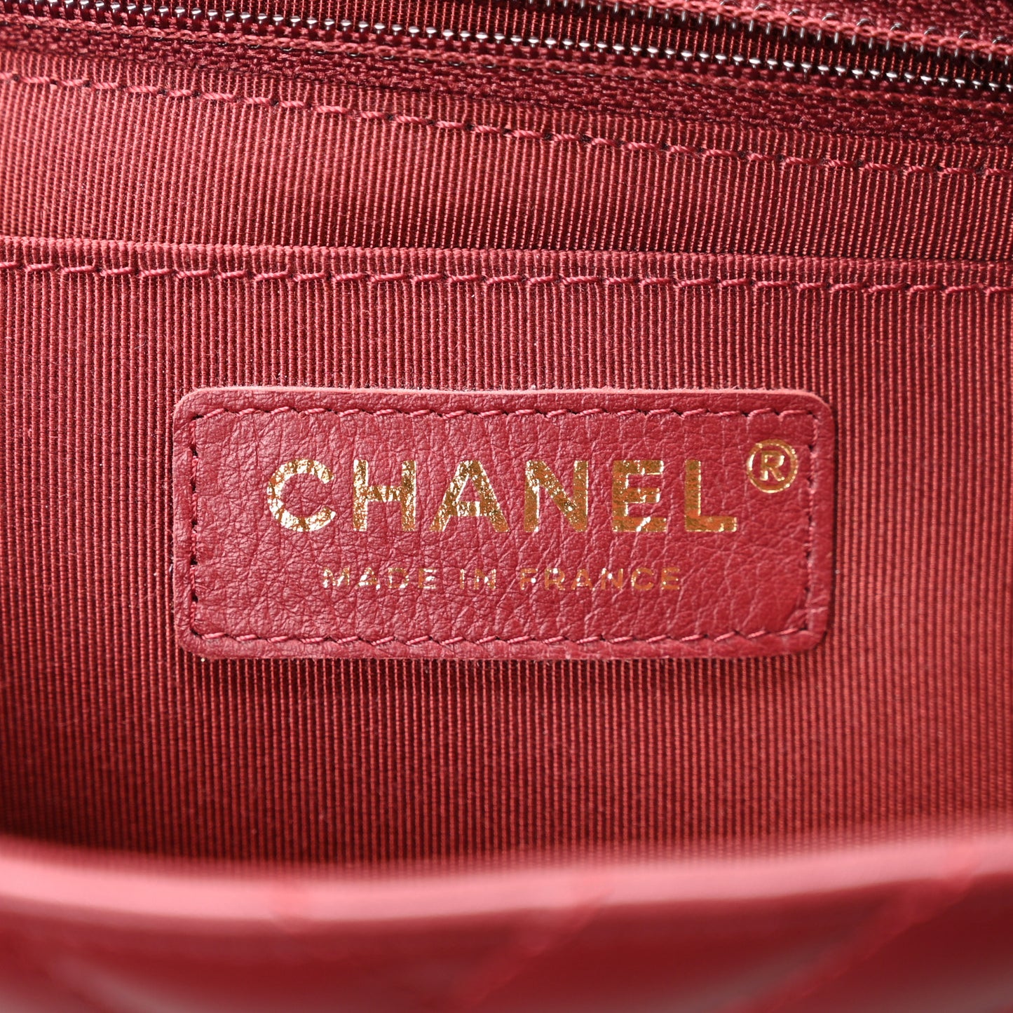 Calfskin Chevron Quilted Small Statement Flap Burgundy