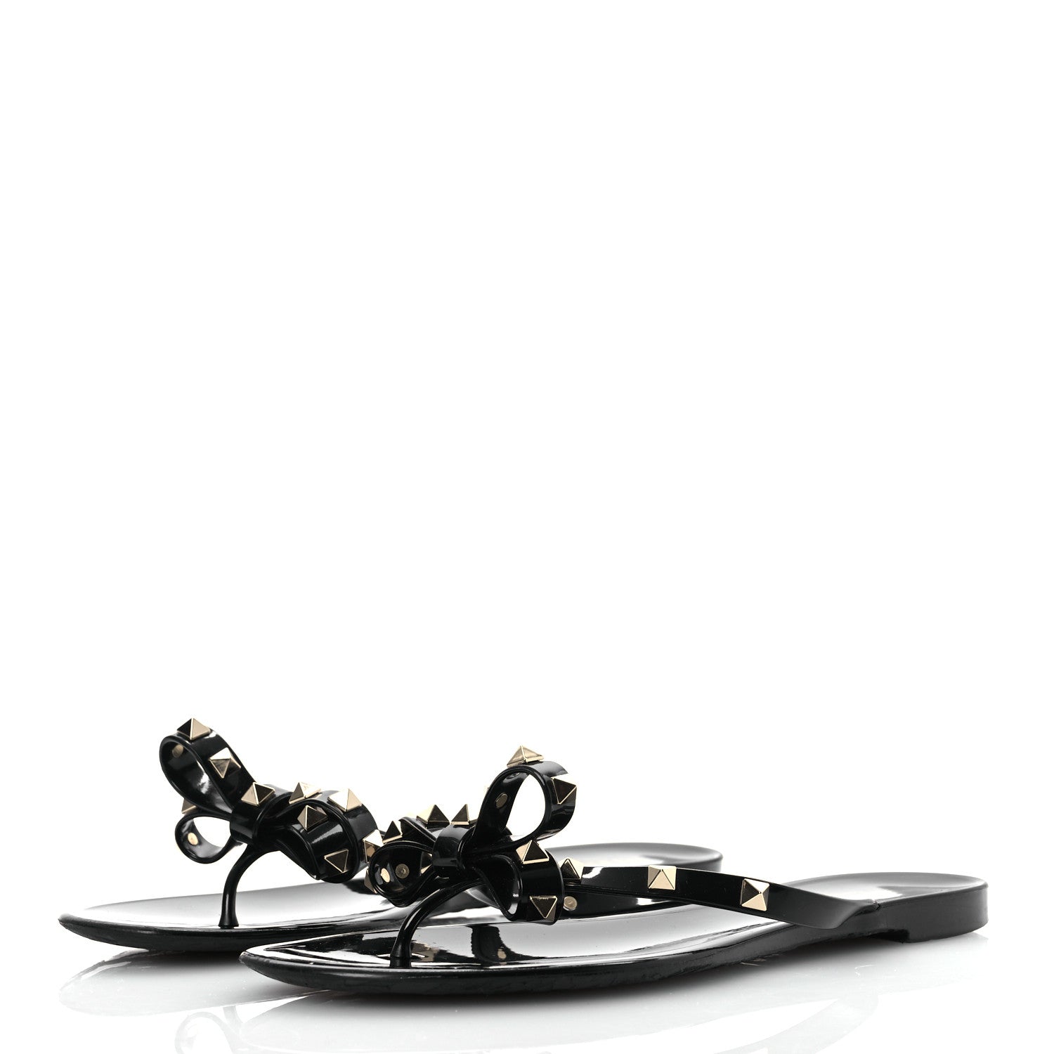 Valentino Garavani PVC Jelly Rockstud Bow Thong Sandals 41 Black 4 of 12