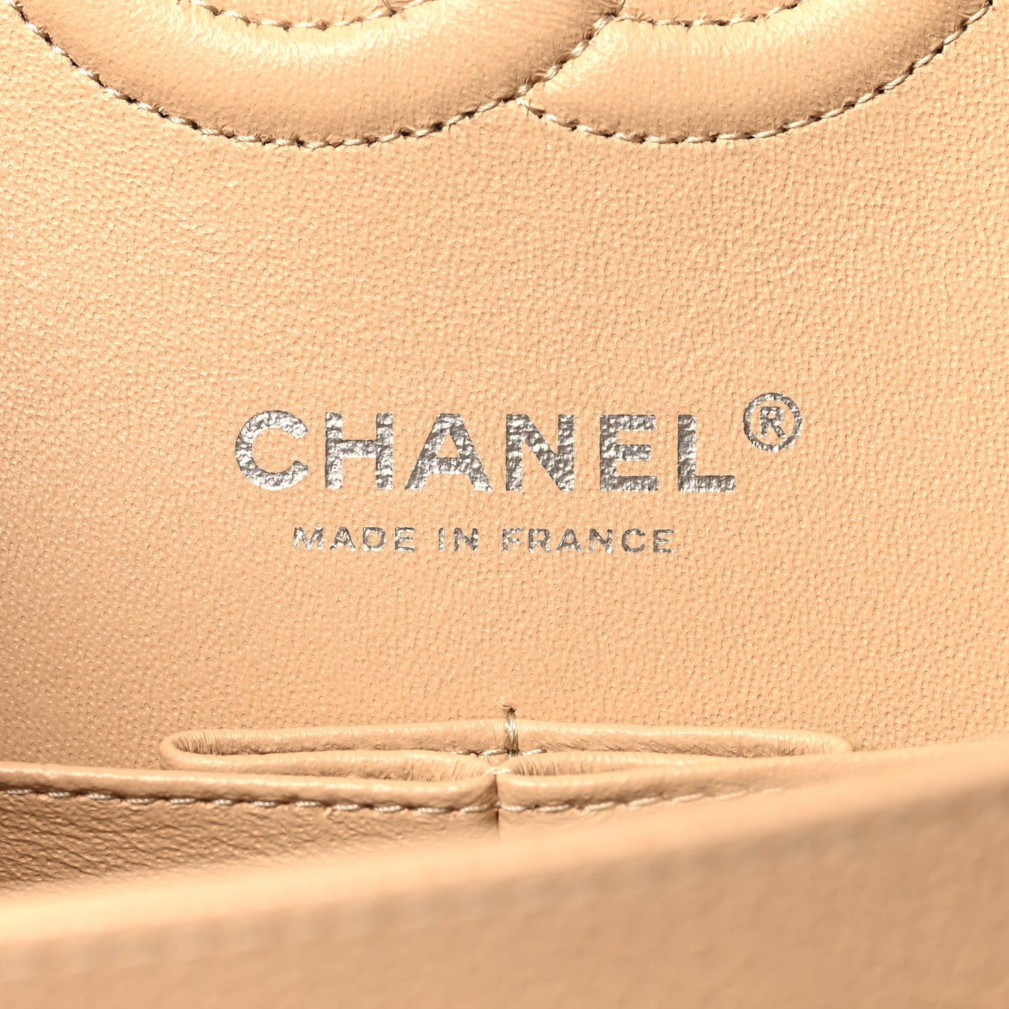 Lambskin Quilted Medium Double Flap Beige