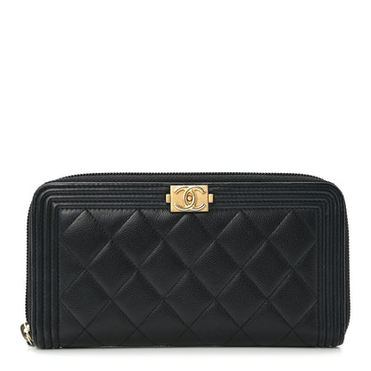 Chanel Caviar Quilted Boy Long Zip Around Wallet Black 1 of 10