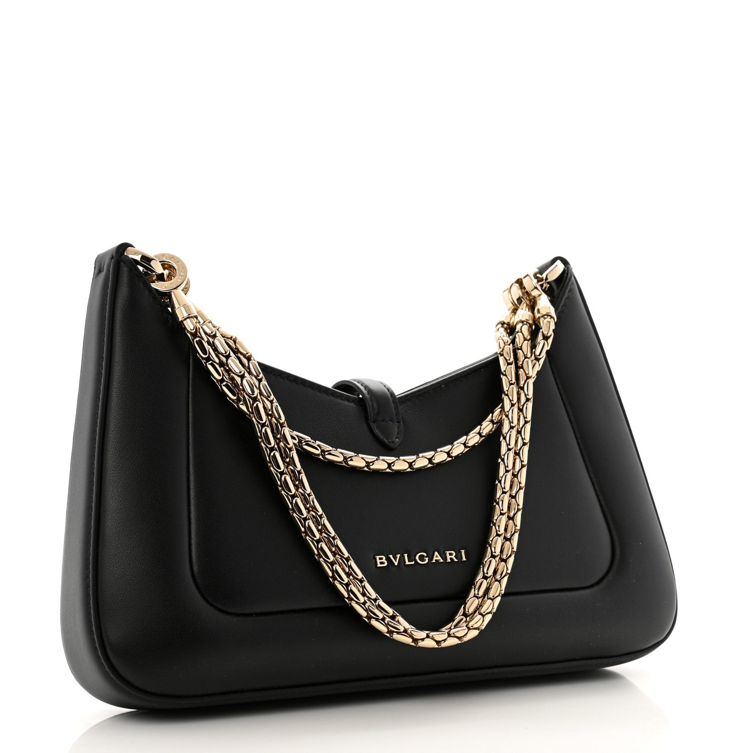 Bulgari Calfskin Serpenti Baia Shoulder Bag Black 2 of 10