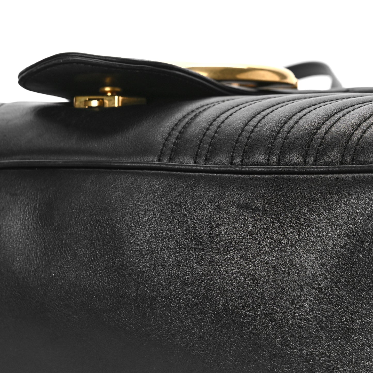 Calfskin Matelasse Maxi GG Marmont Top Handle Shoulder Bag Black