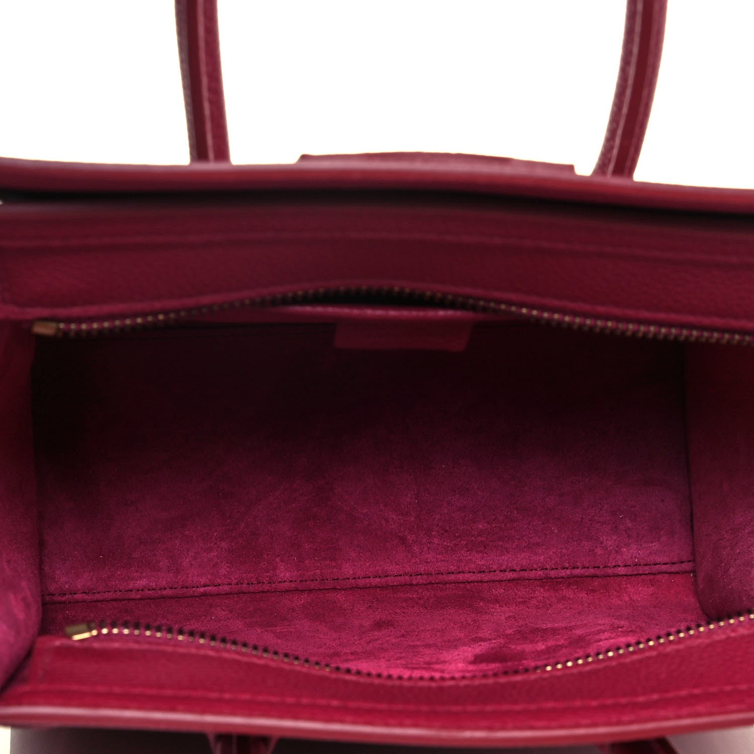 Celine Drummed Calfskin Nano Luggage Rasberry 5 of 10