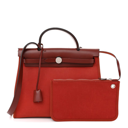 Hermes Military Toile Vache Hunter Herbag Zip 31 PM Rouge Grenat Rouge H 3 of 17