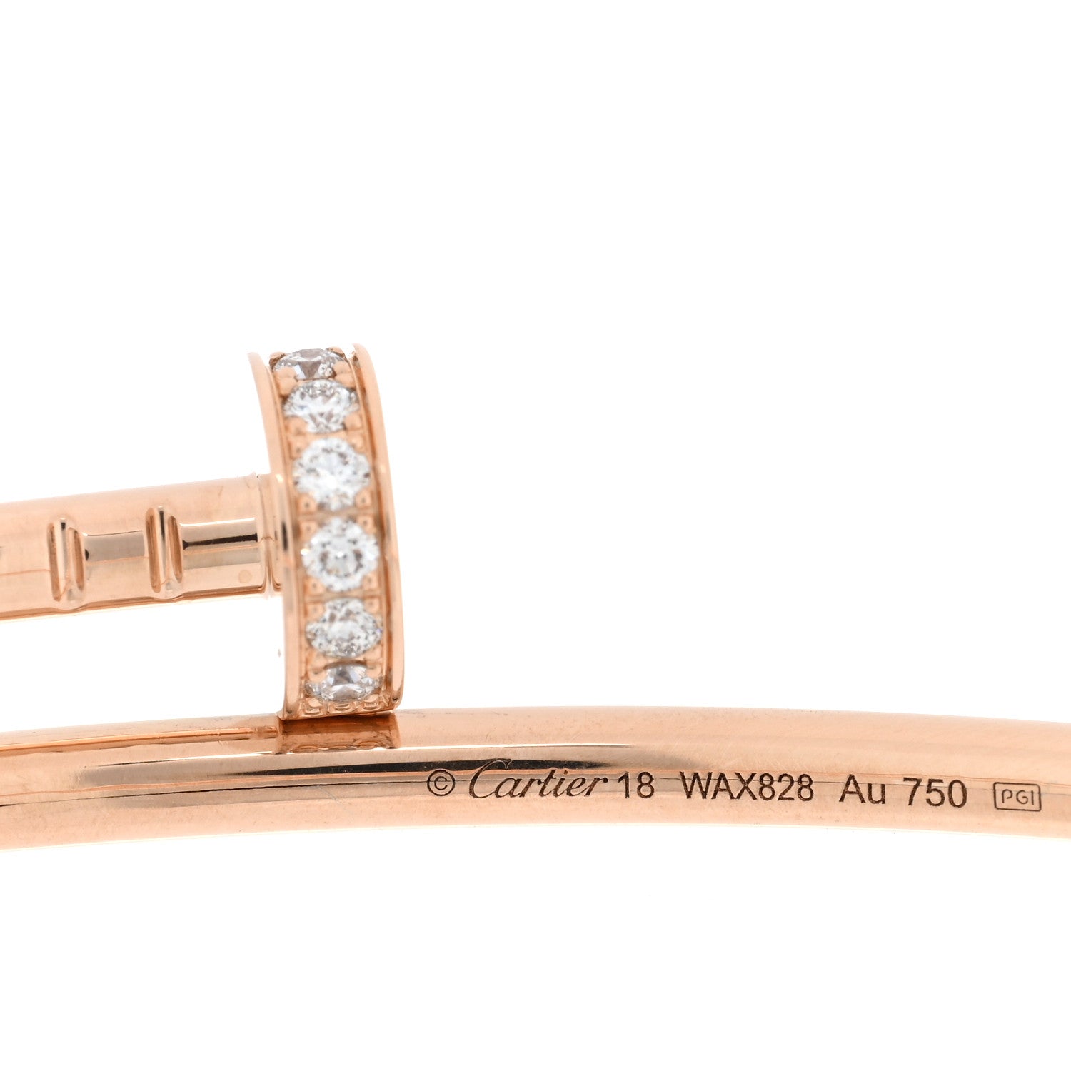 Cartier 18K Pink Gold Diamond Small Juste Un Clou Bracelet 18 3 of 4