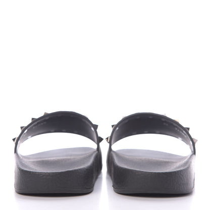 Valentino Garavani Rubber Rockstud Slide Sandals 38 Black 5 of 10