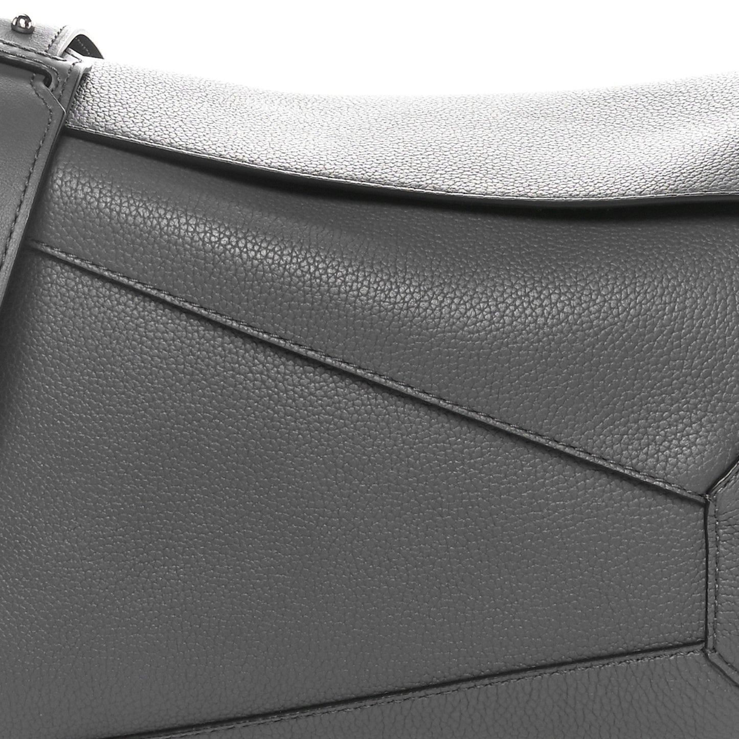 Calfskin Large Puzzle Edge Bag Dark Grey