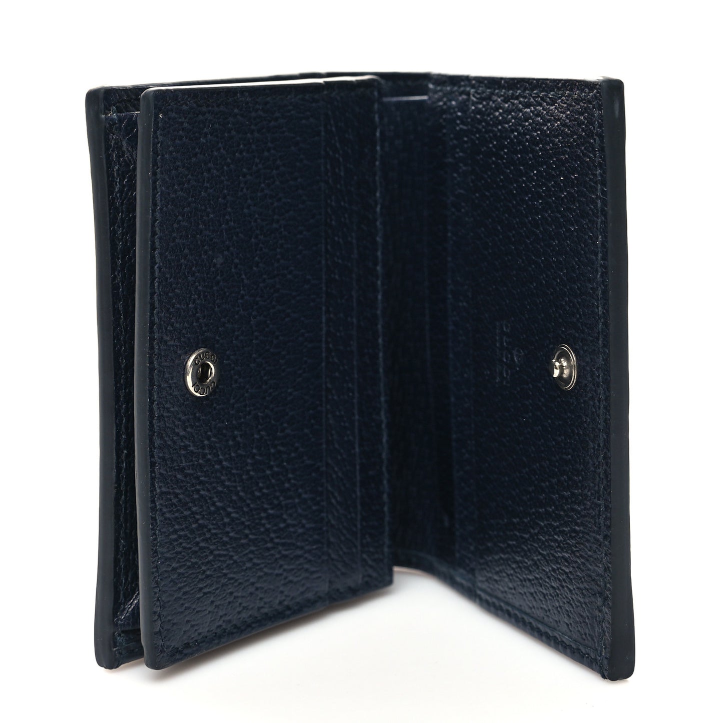 GG Supreme Monogram Textured Dollar Calfskin Web Ophidia Card Case Beige Blue