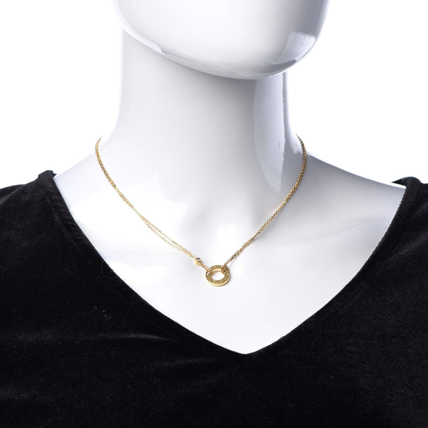 18K Yellow Gold 2 Diamond LOVE Necklace