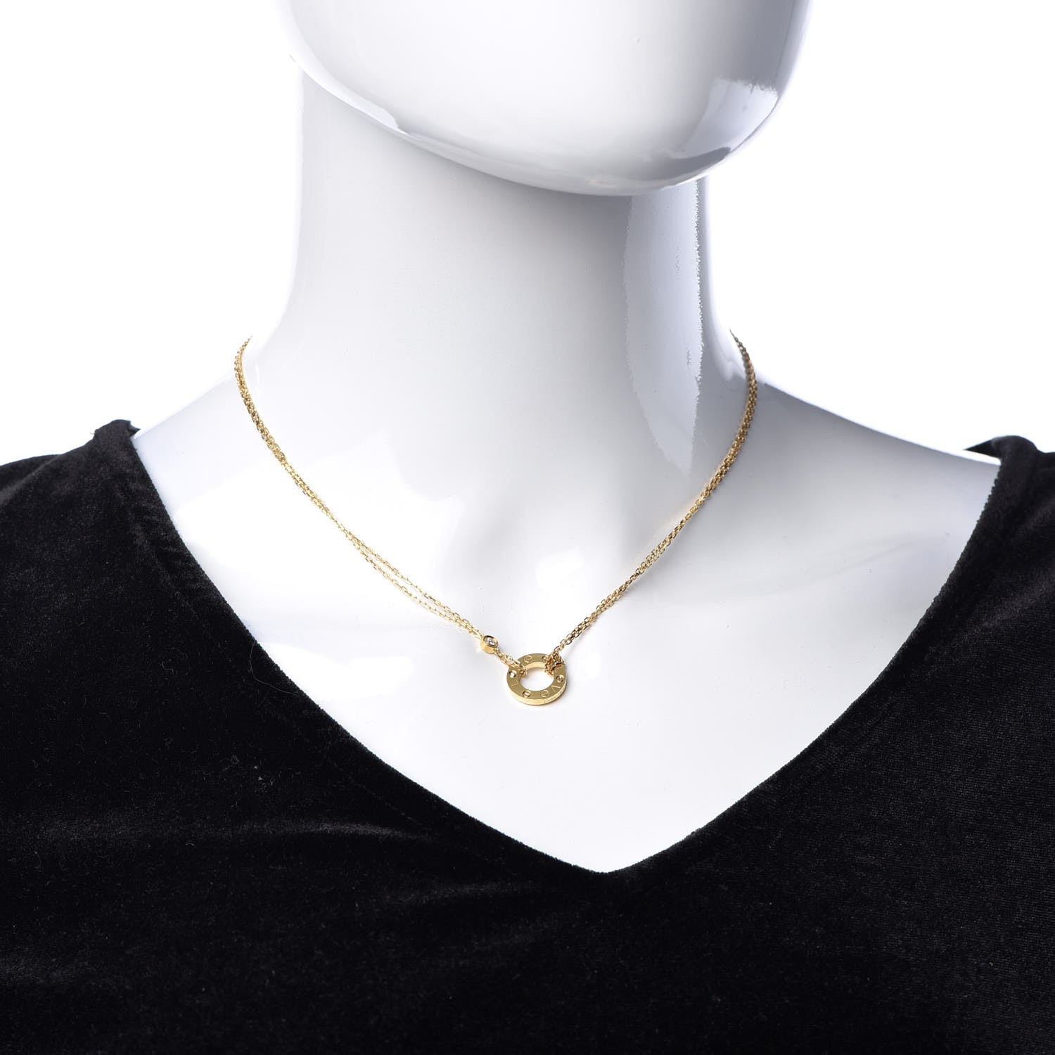 Cartier 18K Yellow Gold 2 Diamond LOVE Necklace 2 of 7