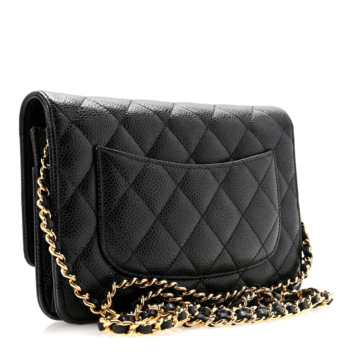 Caviar Quilted Wallet on Chain WOC Black