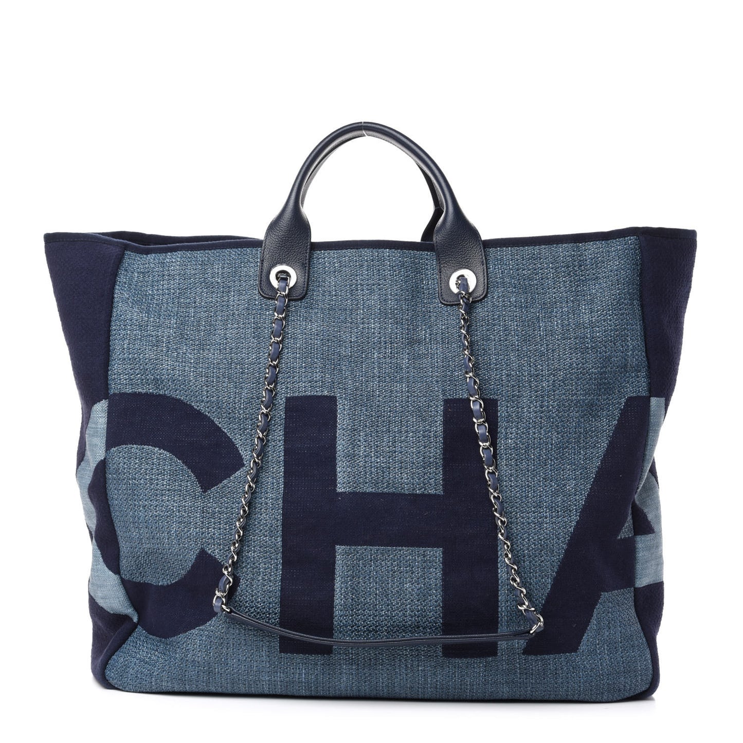 Canvas Large Shopping Tote Dark Blue
