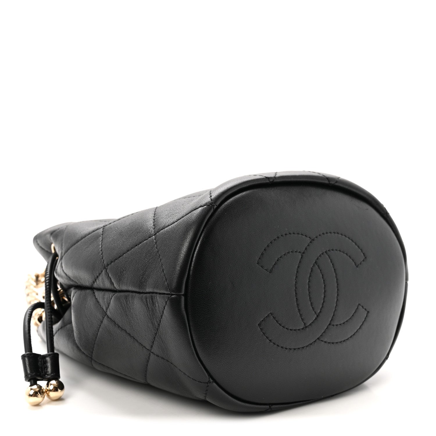 Chanel Lambskin Quilted Resin Bi-Color Chain Bucket Bag Black 4 of 11