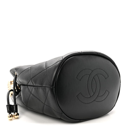 Chanel Lambskin Quilted Resin Bi-Color Chain Bucket Bag Black 4 of 11