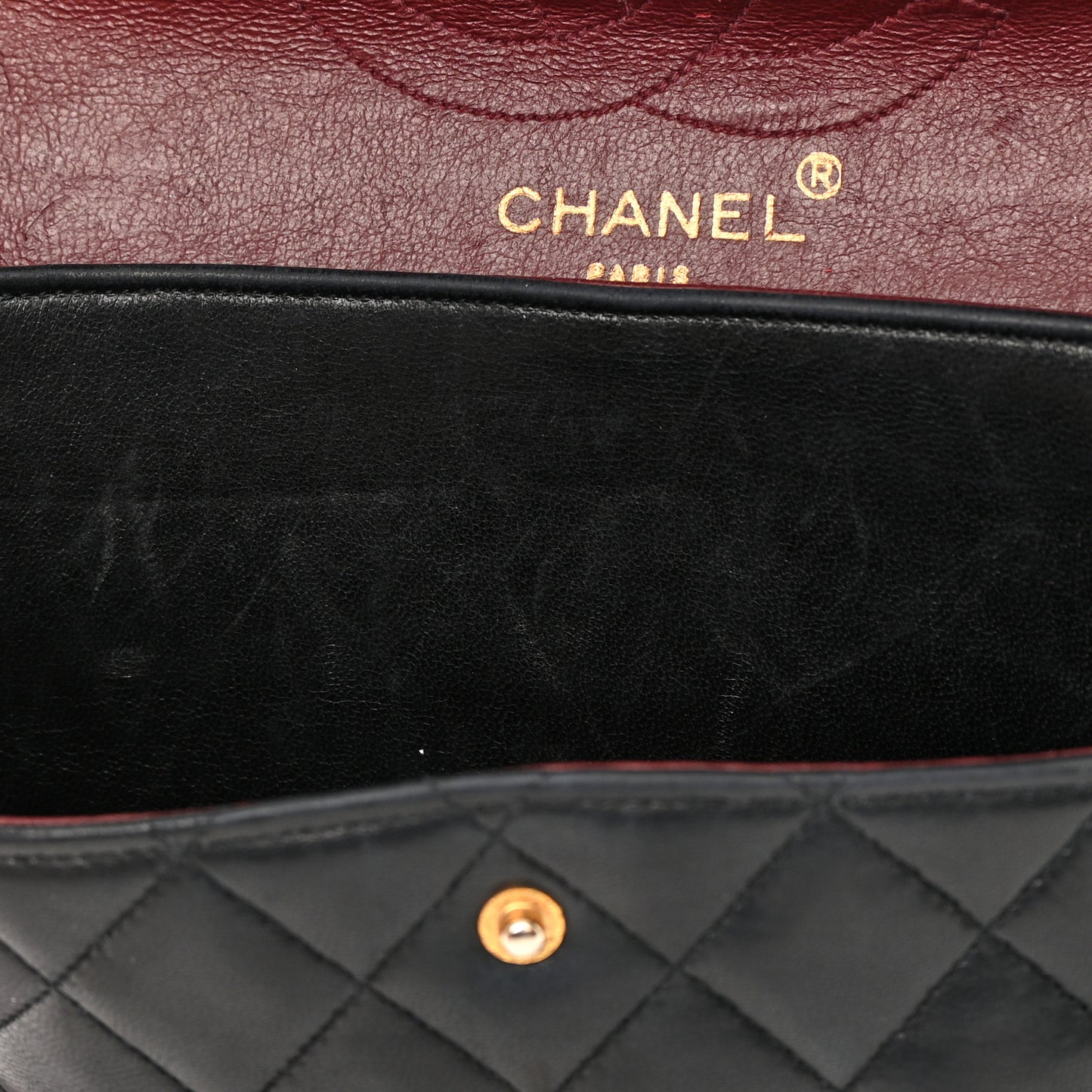 Lambskin Quilted Medium Double Flap Black