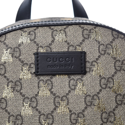 Gucci GG Supreme Monogram Bees Print Small Day Backpack Beige Oro Black 8 of 13