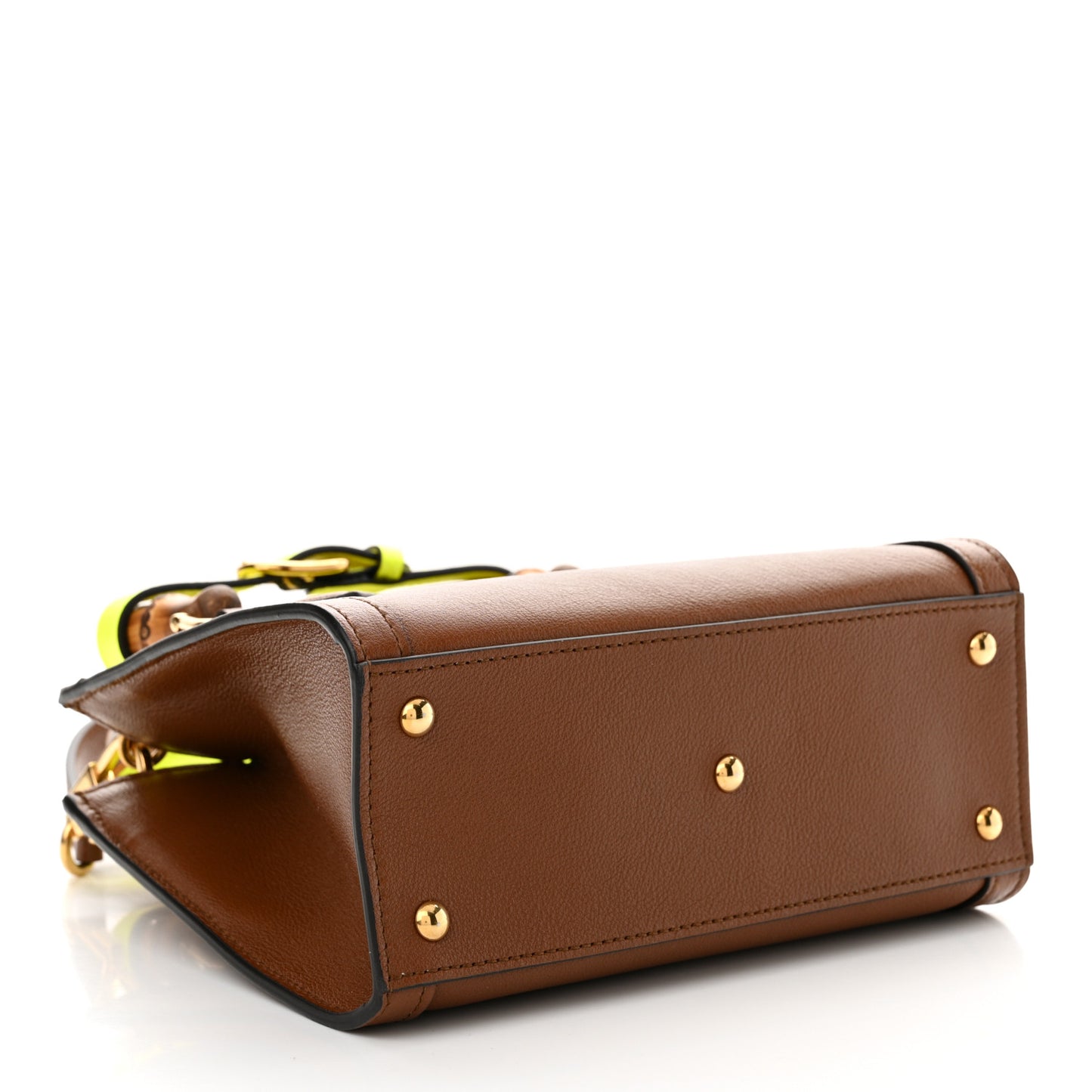 Wonka Grain Calfskin Mini Diana Tote Bag Cuir Yellow Fluo