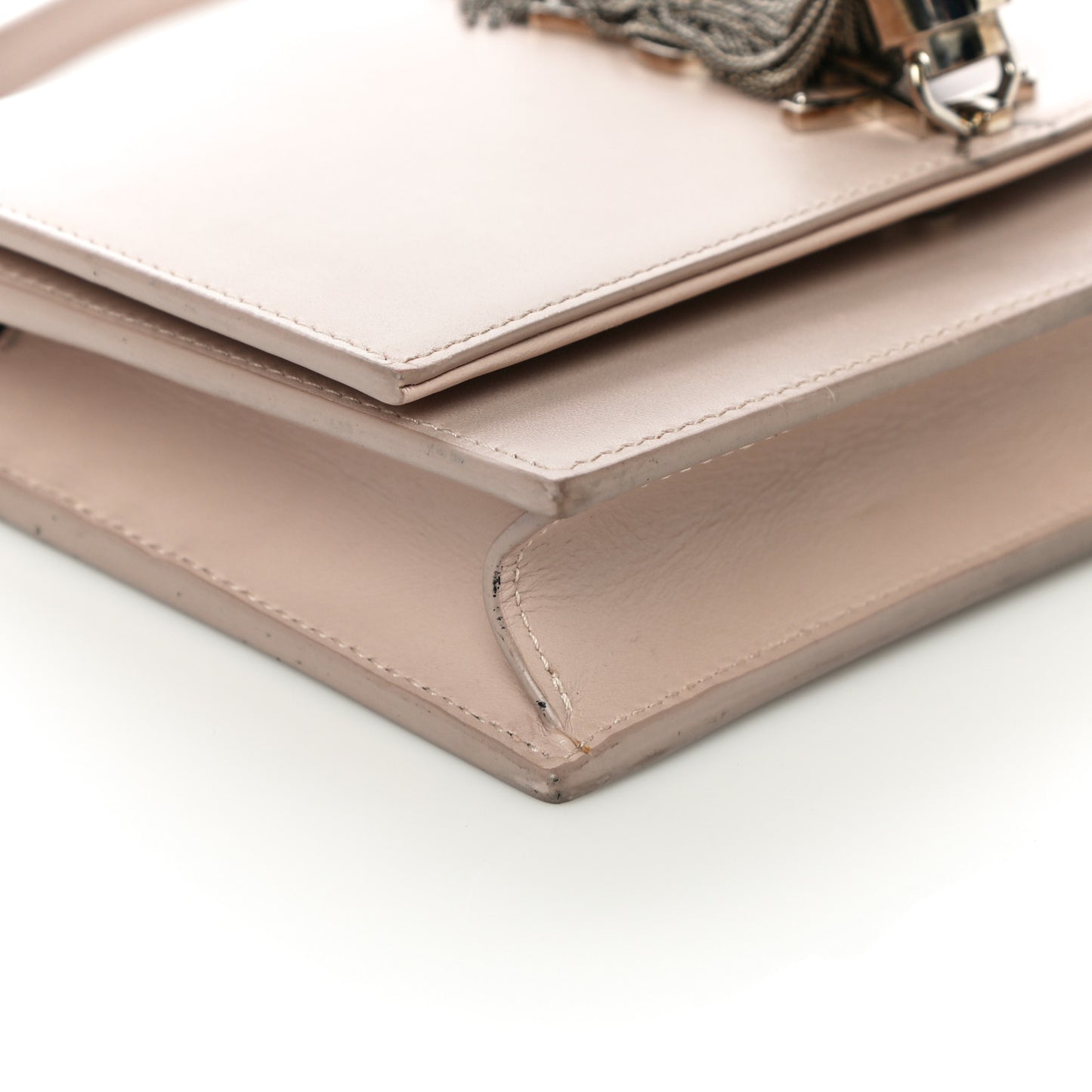 Smooth Calfskin Classic Monogram Kate Tassel Chain Wallet Nude Powder