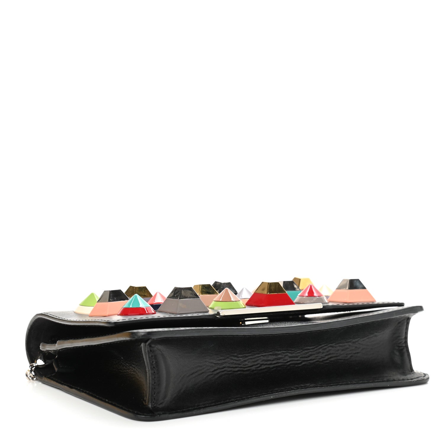 Fendi Vitello Liberty Studded Tube Wallet On Chain Black Multicolor 4 of 12