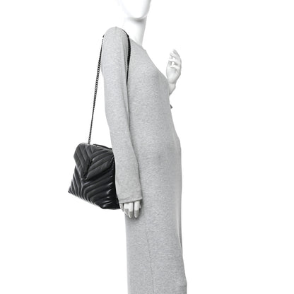 Saint Laurent Calfskin Y Quilted Monogram Monochrome Medium Loulou Chain Satchel Black 2 of 13