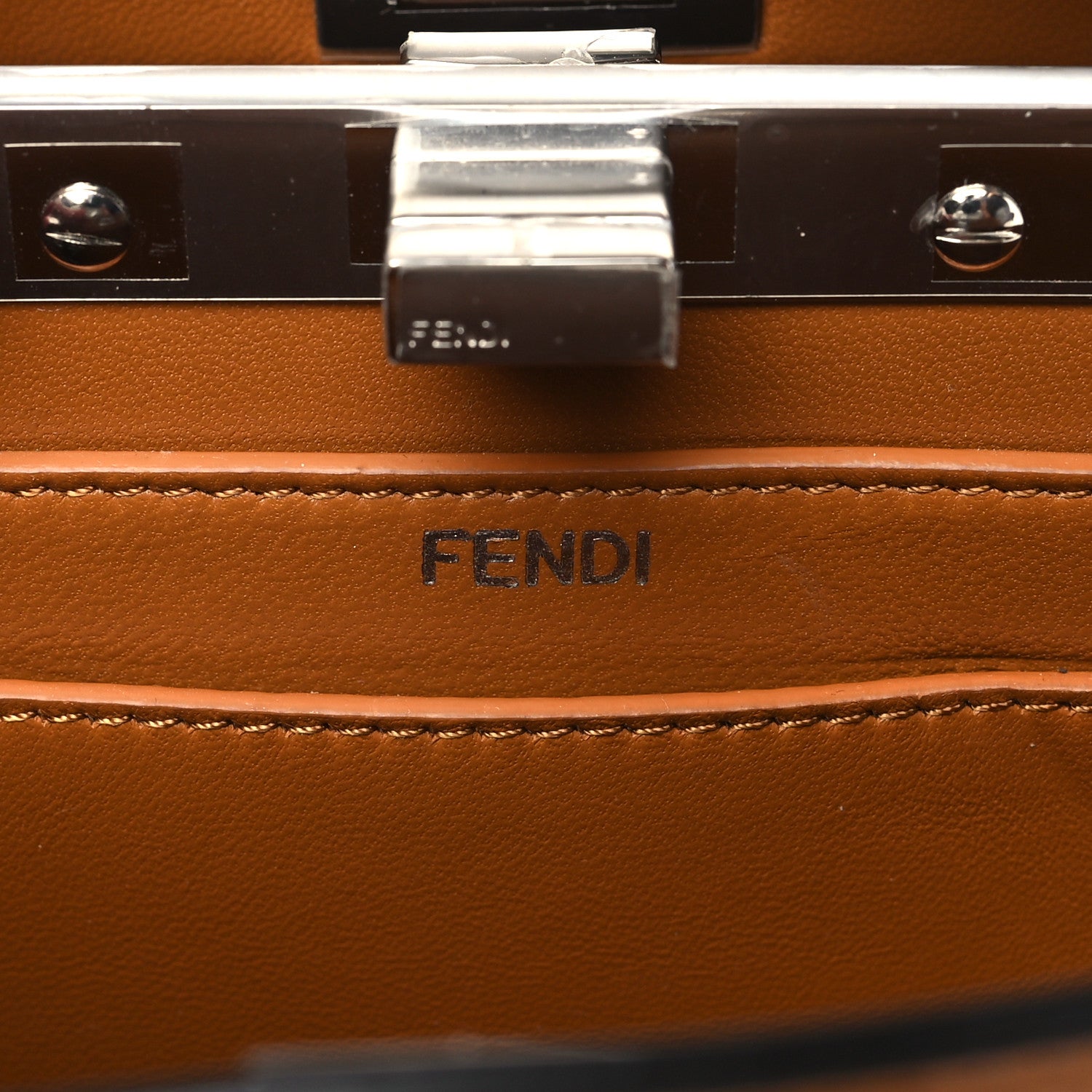 Fendi Shiny Nappa Flower Petite Peekaboo I SEE U Satchel Caramello 6 of 9