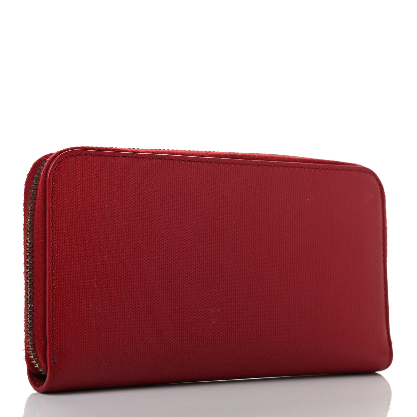 Textured Calfskin Zip Around Wallet Red
