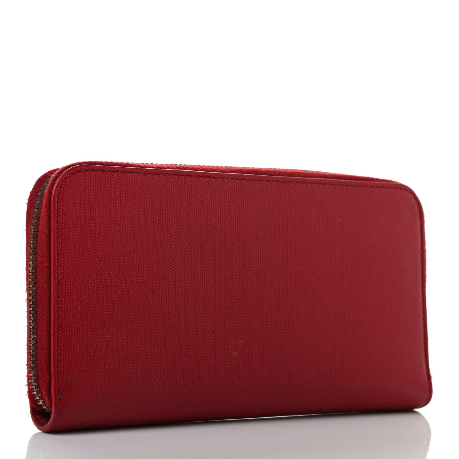 Fendi Textured Calfskin Zip Around Wallet Red 3 of 10