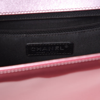 Chanel Metallic Patent Calfskin Quilted New Medium Boy Flap Light Pink 6 of 9