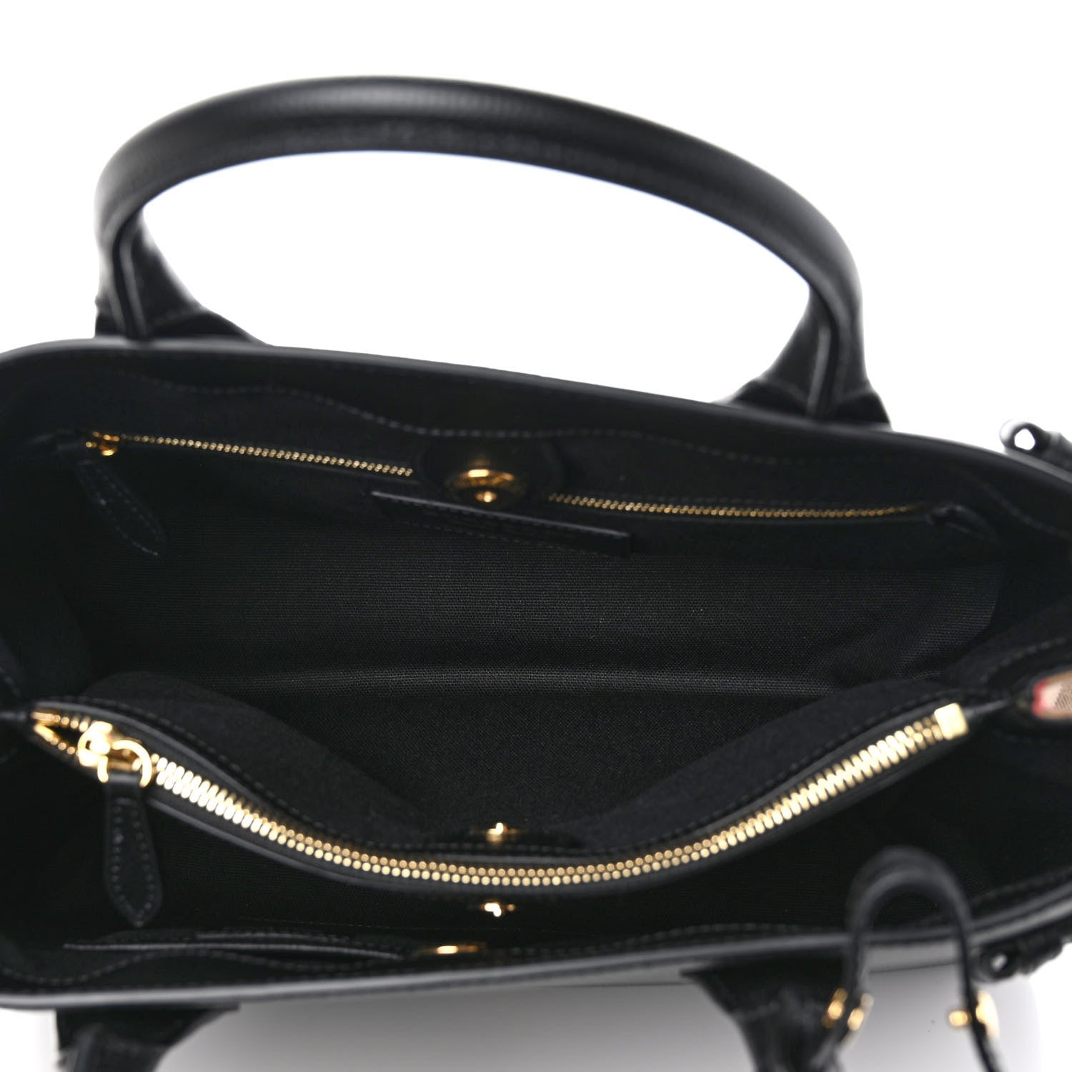 Burberry Derby Calfskin House Check Medium Banner Tote Black 4 of 10
