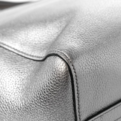 Prada Metallic Vitello Daino Top Handle Tote Cromo 10 of 11