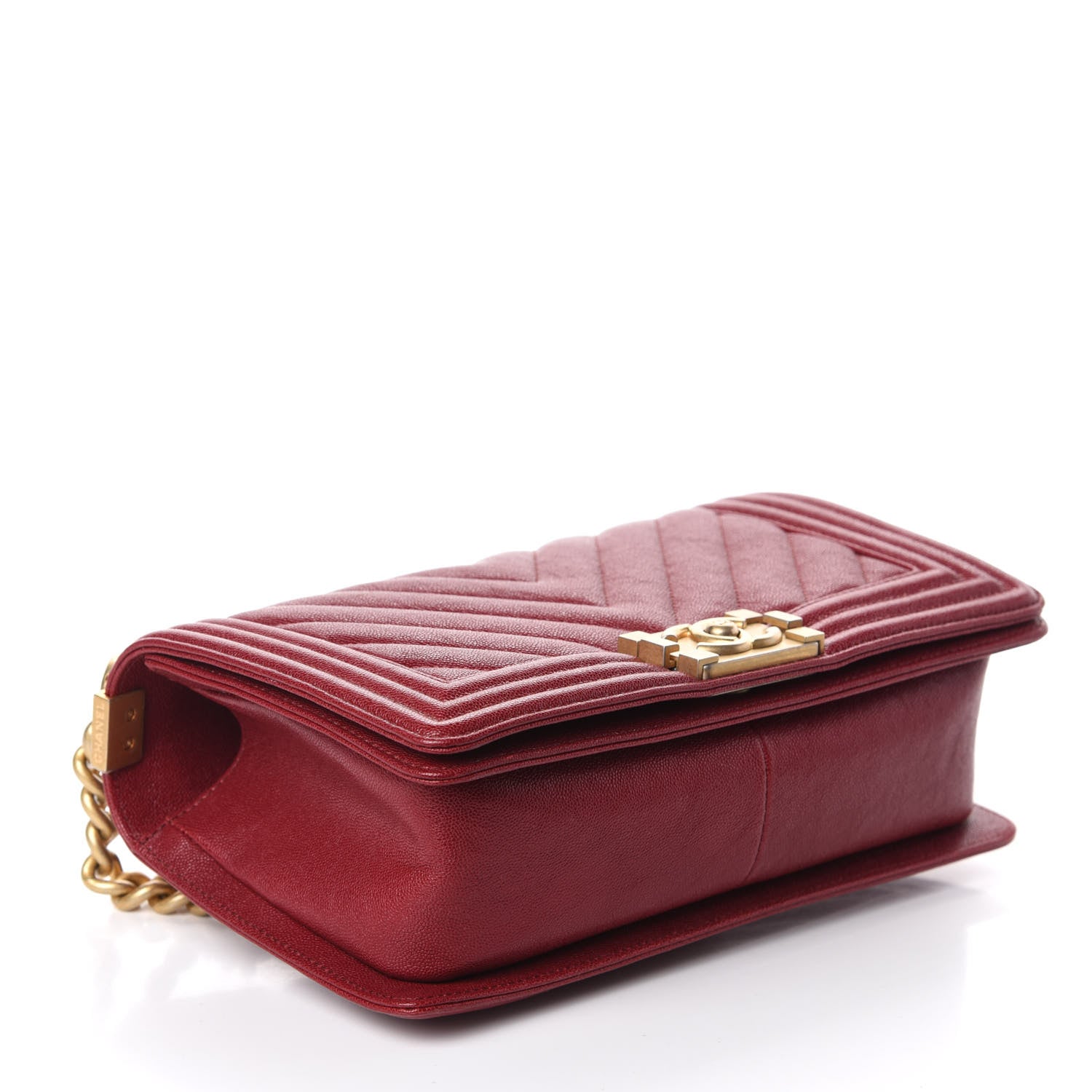 Chanel Caviar Chevron Quilted Medium Boy Flap Red 4 of 10