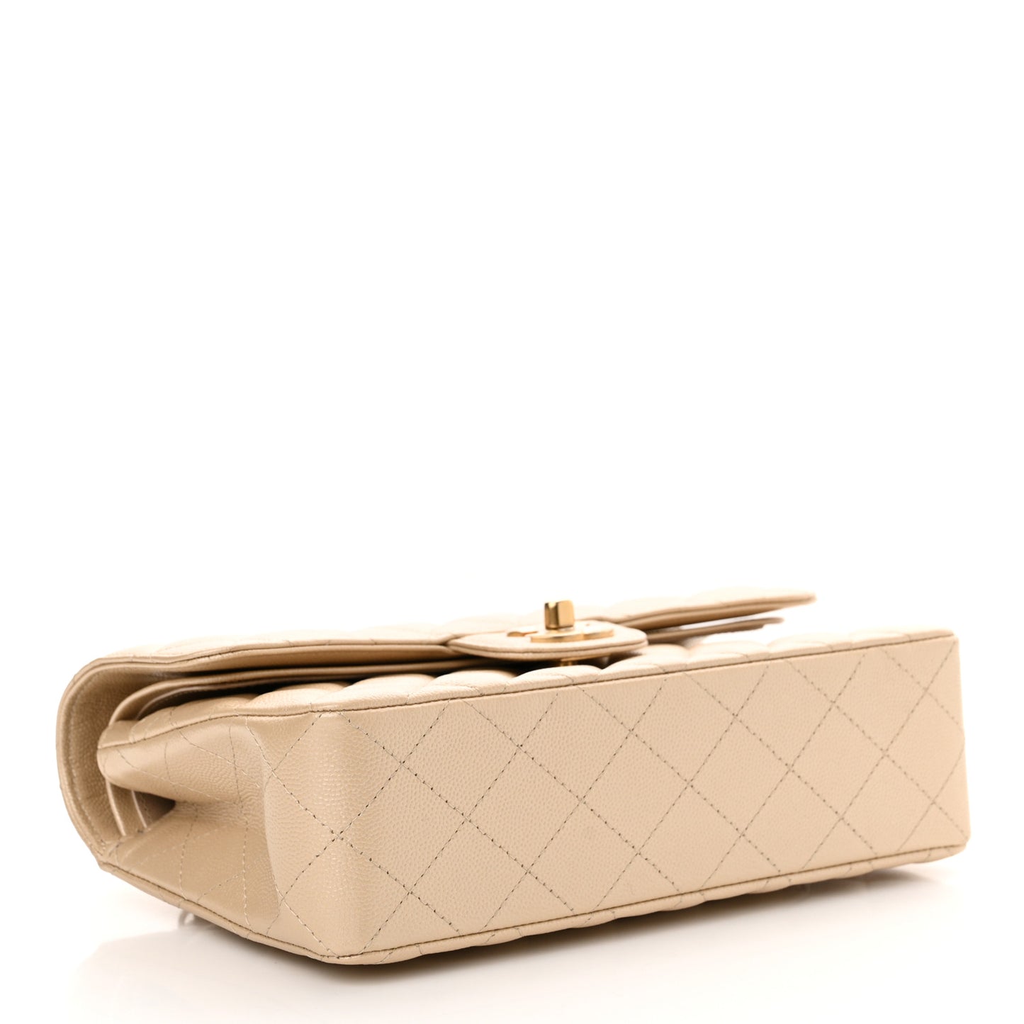 Metallic Caviar Quilted Small Double Flap Gold