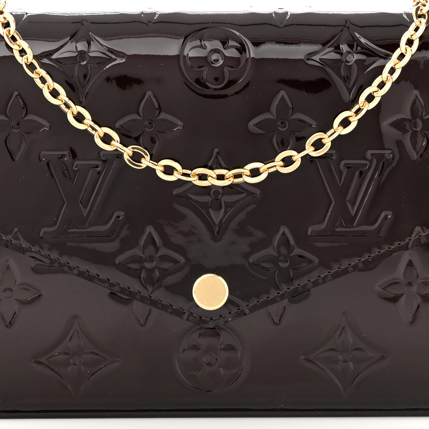 Louis Vuitton Vernis Pochette Felicie Chain Wallet Amarante 8 of 10