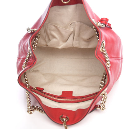 Gucci Pebbled Calfskin Medium Soho Chain Shoulder Bag Tabasco Red 4 of 9