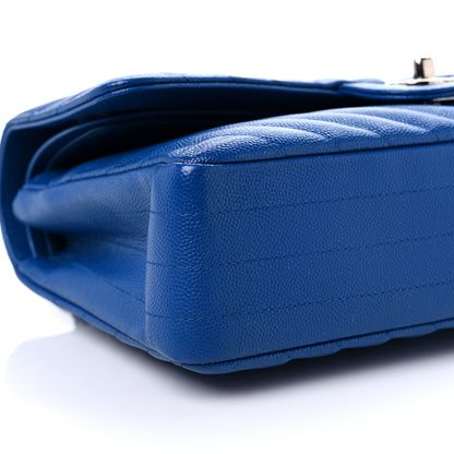 Chanel Caviar Chevron Quilted Medium Double Flap Blue 7 of 12