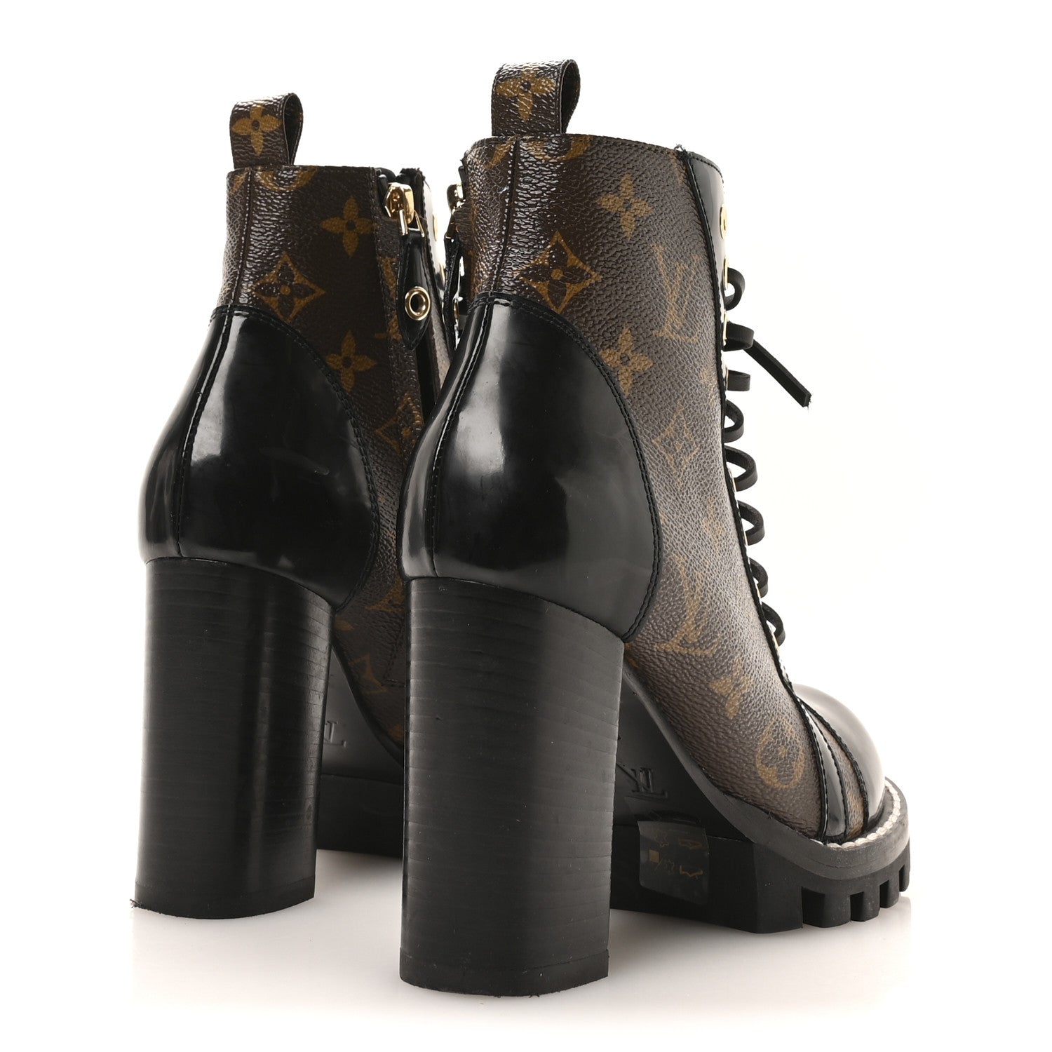 Louis Vuitton Patent Calfskin Monogram Star Trail Ankle Boots 36 Black 5 of 8